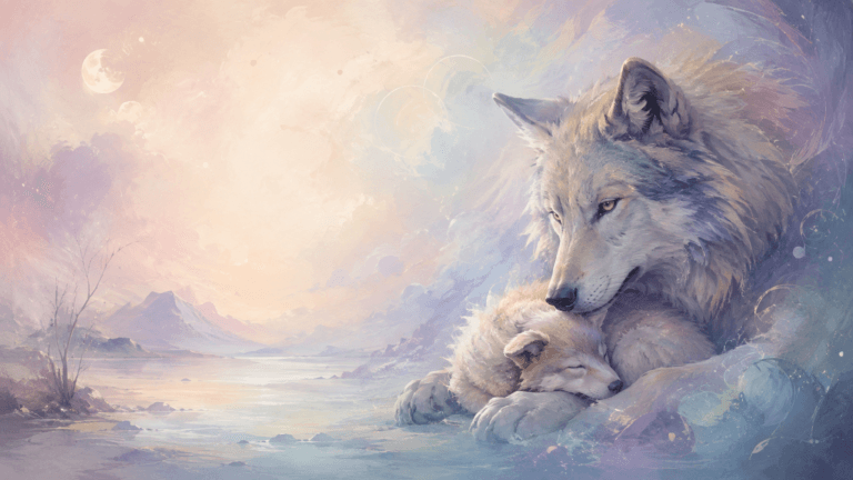 Wise Wolf guards wounded puppy