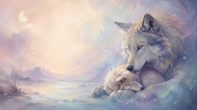 Wise Wolf guards wounded puppy